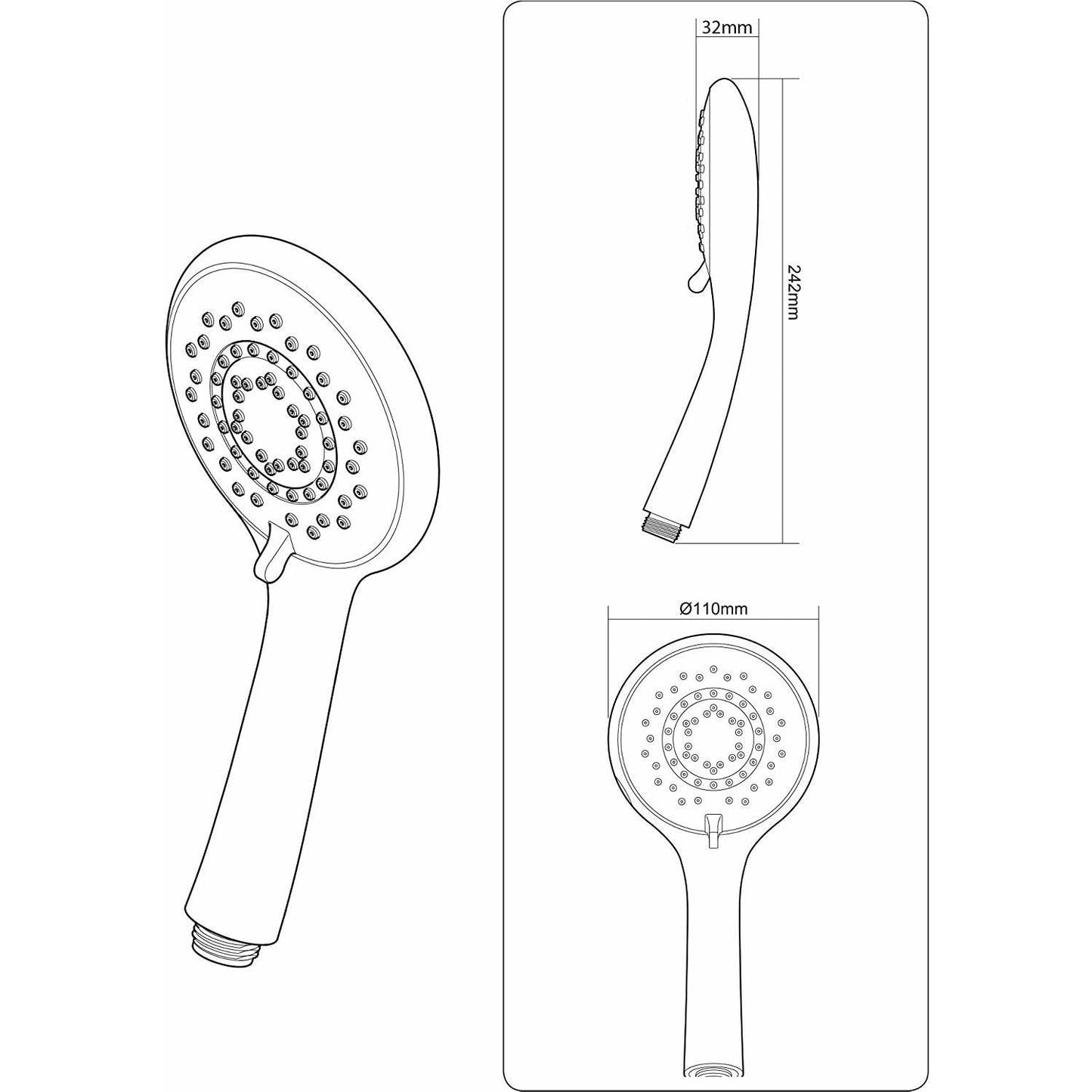 Triton Showers Showerhead, Bathroom Accessory, Water, 5 Spray Patterns, High Pressure, 8000 Series, Chrome Finish, Head Set, Shower Accessories