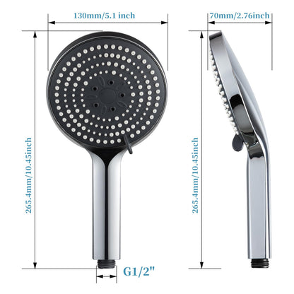 OFFO Shower Head,6 Modes Handheld Shower Head Large Powerful Boosting Handheld Showerhead for Low Water Pressure ShowerHead,Chrome