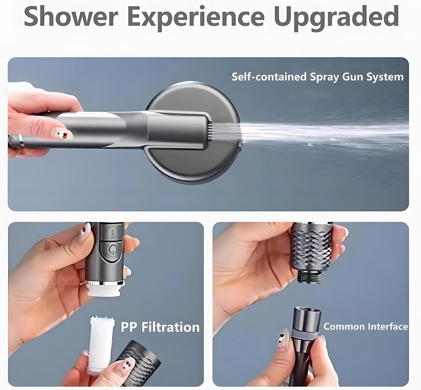 Filtered Shower Head with Handheld, High Pressure 5 Spray Mode Showerhead with Filters,Showerhead with ON/Off Switch and Shower Bracket for Hard Water