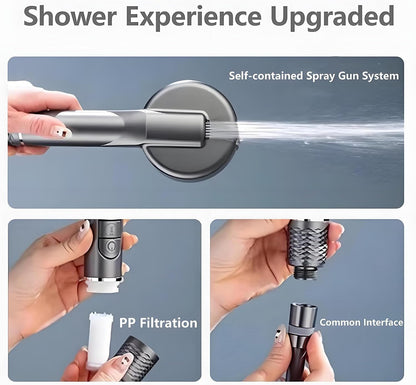 Filtered Shower Head with Handheld, High Pressure 5 Spray Mode Showerhead with Filters,Showerhead with ON/Off Switch and Shower Bracket for Hard Water