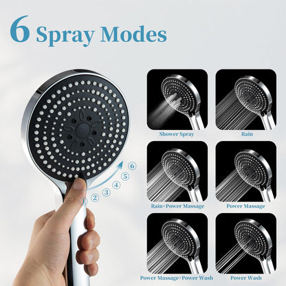 OFFO Shower Head,6 Modes Handheld Shower Head Large Powerful Boosting Handheld Showerhead for Low Water Pressure ShowerHead,Chrome