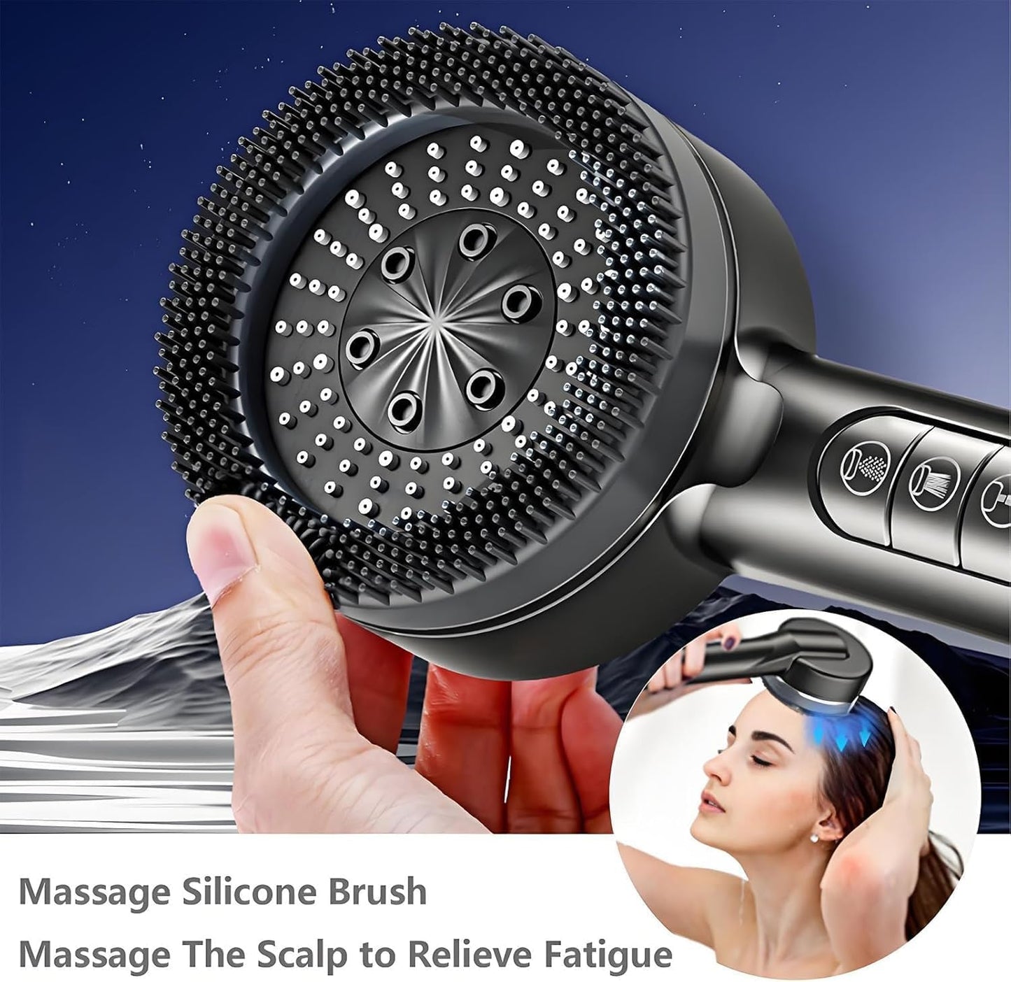 Filtered Shower Head with Handheld, High Pressure 5 Spray Mode Showerhead with Filters,Showerhead with ON/Off Switch and Shower Bracket for Hard Water