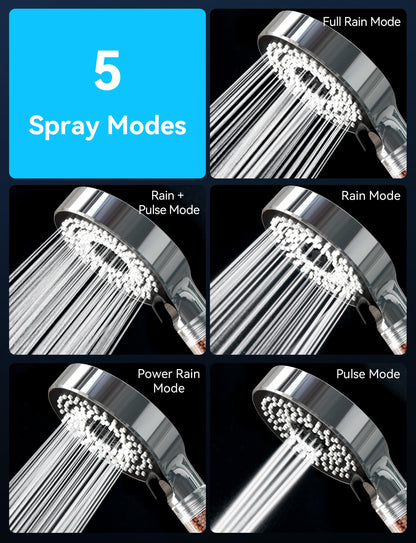 dothnix Filter Shower Head, High Pressure Shower Head with 5 Spray Modes, Universal Hard Water Filter Showerhead for Residual Chlorine Removal