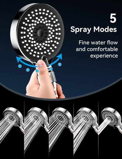 Magichome Filter Shower Head - Removes Chlorine & Softens Hard Water, High Pressure 5-Mode Settings + Extra Replaceable Filters - for Healthier Skin & Hair