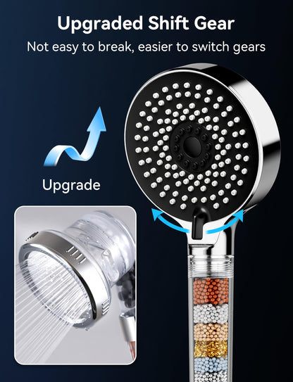 dothnix Filter Shower Head, High Pressure Shower Head with 5 Spray Modes, Universal Hard Water Filter Showerhead for Residual Chlorine Removal